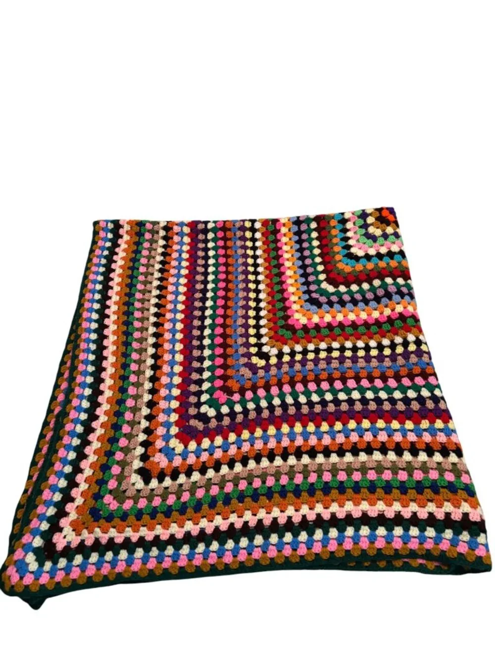 Handmade Multicolor Crochet Granny Square Blanket Throw - Boho Style - 80
